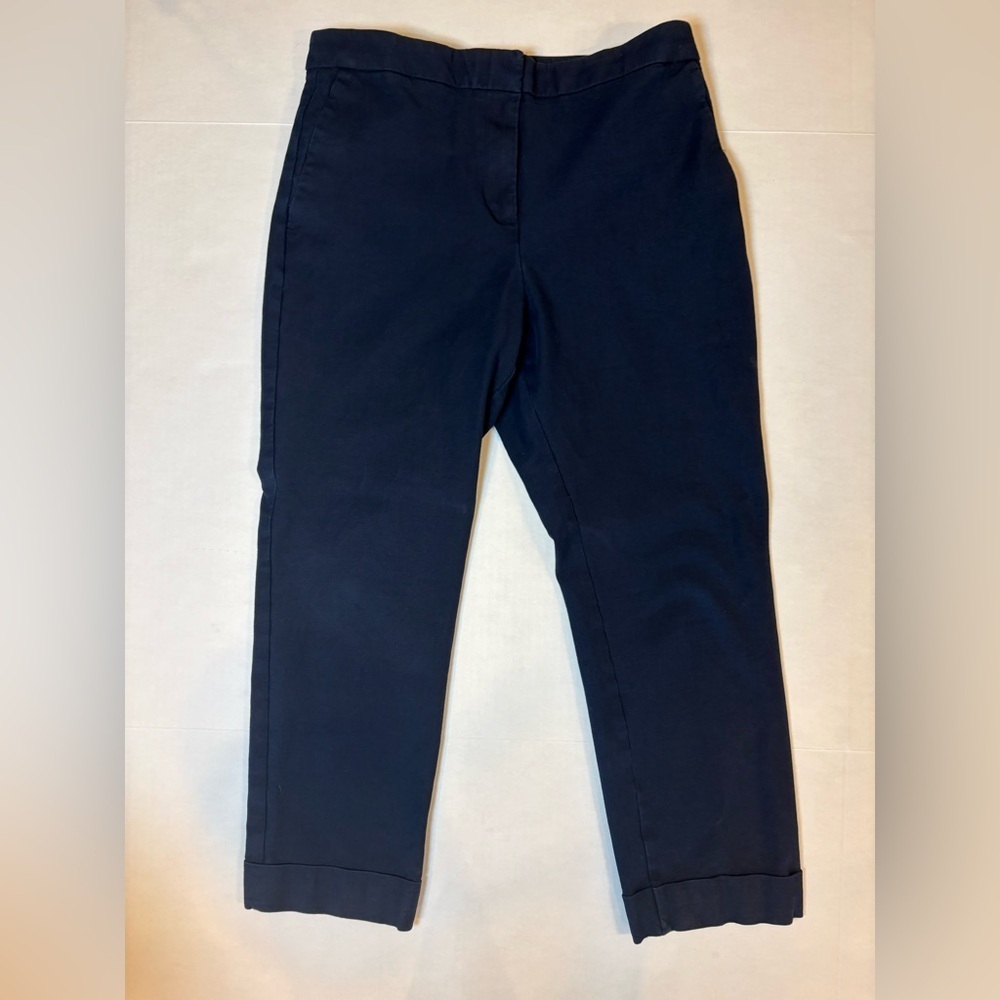 Ann Taylor cotton blend navy blue twill cuffed pants size 8